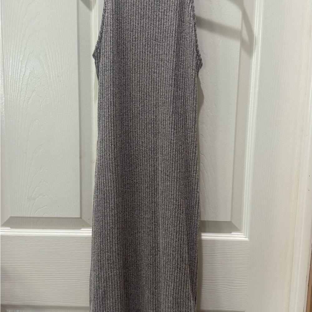Topshop Charcoal Ribbed Midi Dress